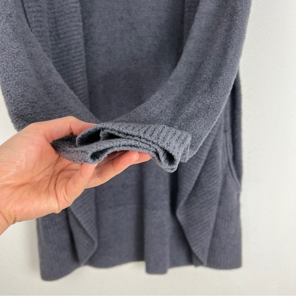 Barefoot Dreams CozyChic Lite Circle Sweater Open Knit Cardigan Medium Carbon - Picture 6 of 10